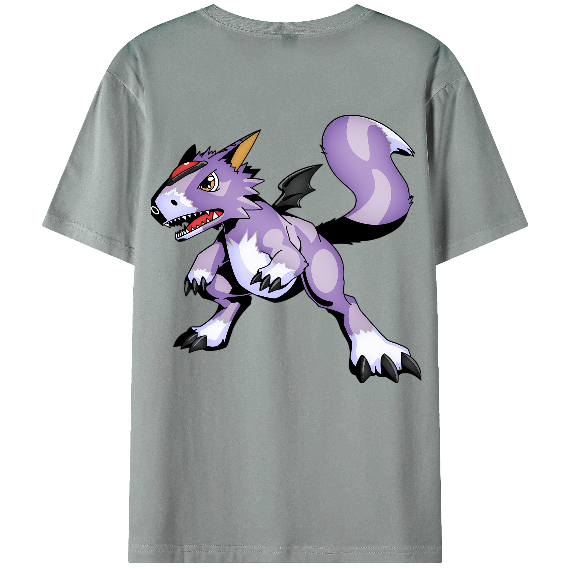 （画像用） Digimon デジタルモンスター/デジモン 綿100％ メンズ半袖Tシャツ（バックプリント） 通気性